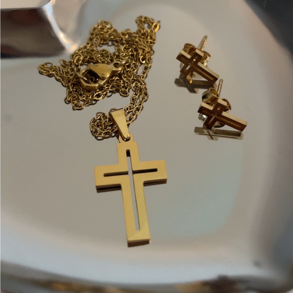 Cross Necklace and Earrings set